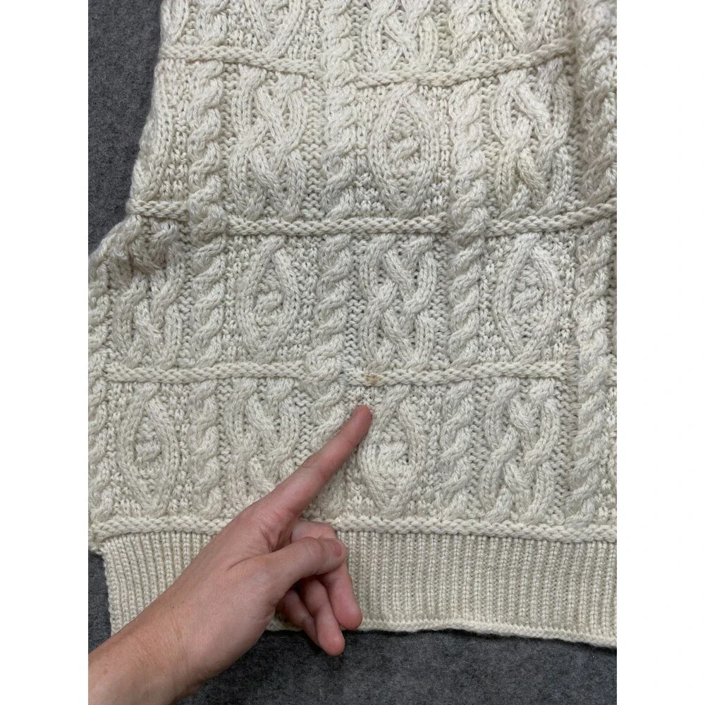 Aran Crafts Ireland Dog Sweater Coat 100% Merino Wool Cable Knit Natural Ivory L
